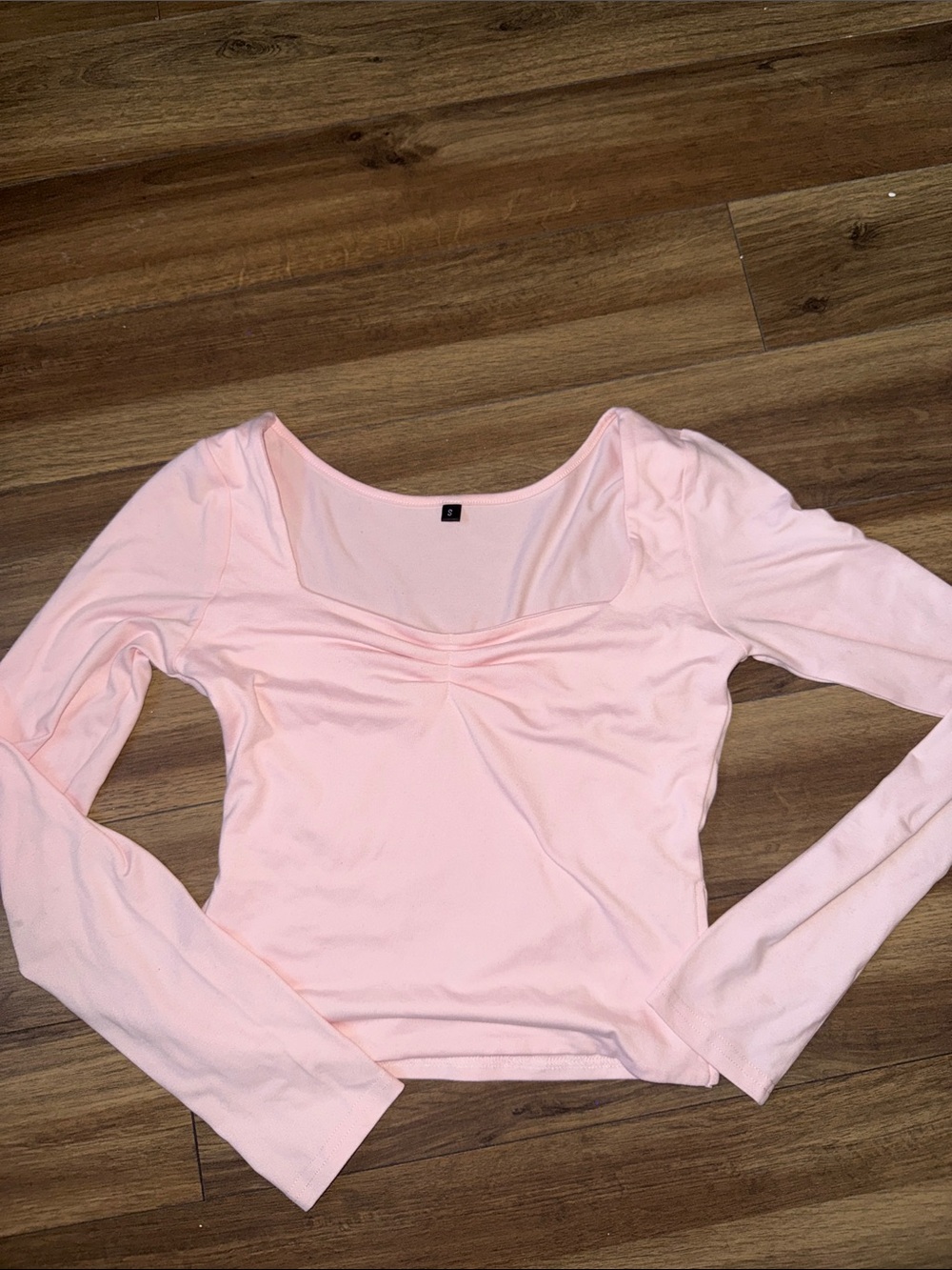 Pink Long-Sleeve Scoop Neck Women's Top